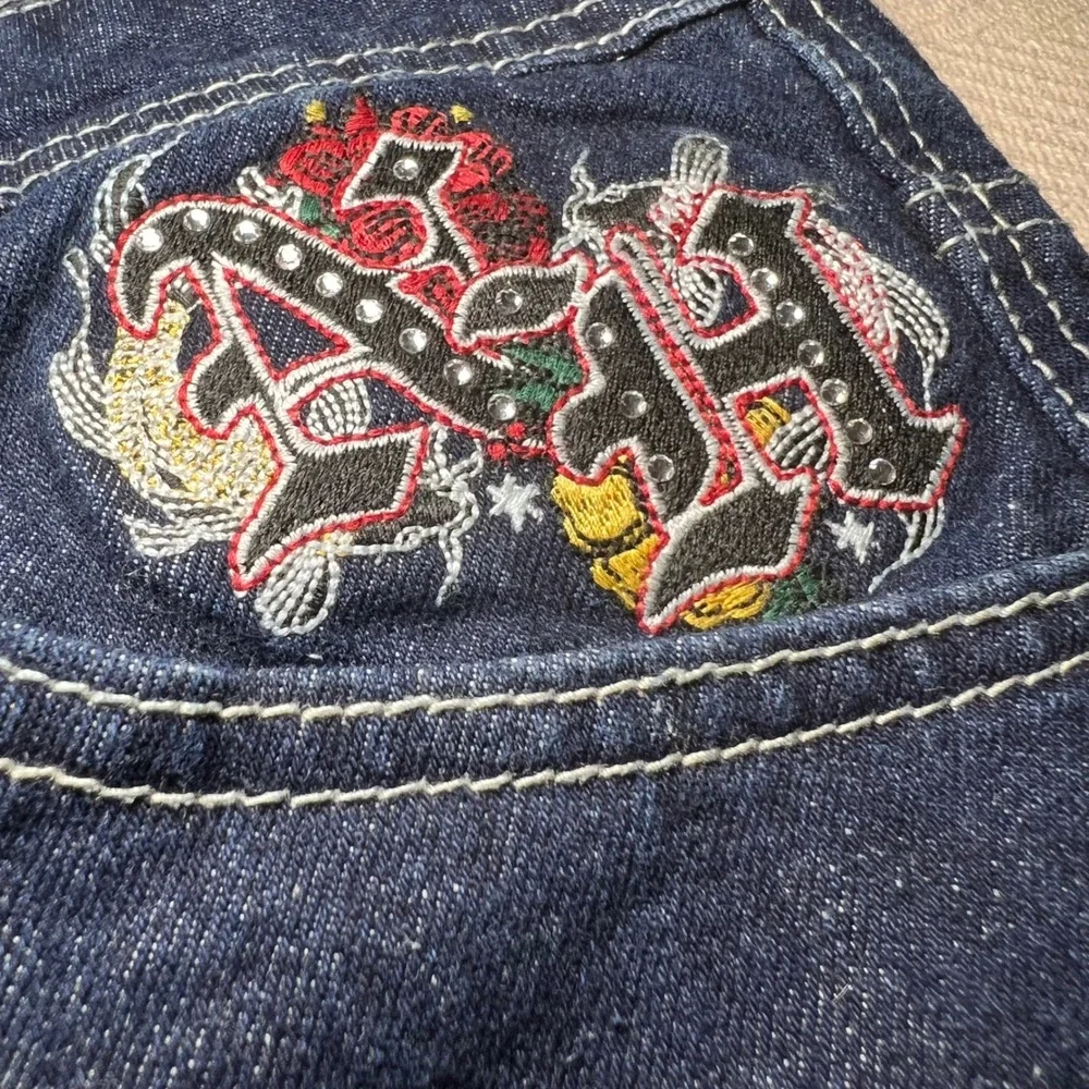 Idle NH Y2K Aesthetic Jorts Denim Street Wear Embroidery Women Size4